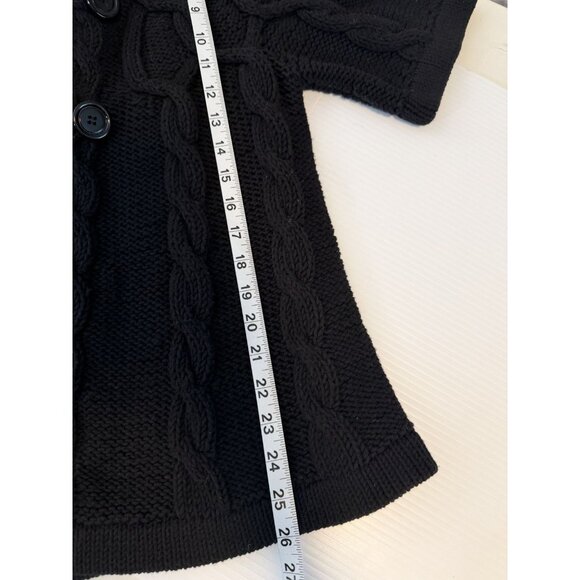 Anthropologie 525 America Short Sleeve‎ Button Down Cable Knit Cardigan Black L - Picture 6 of 8